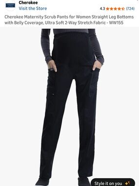 Medium Cherokee Black Maternity Straight Leg Scrub Pants EUC